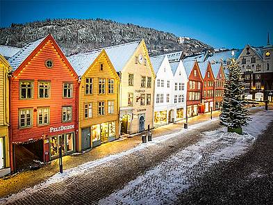 Das historische Viertel Bryggen in Bergen, Norwegen