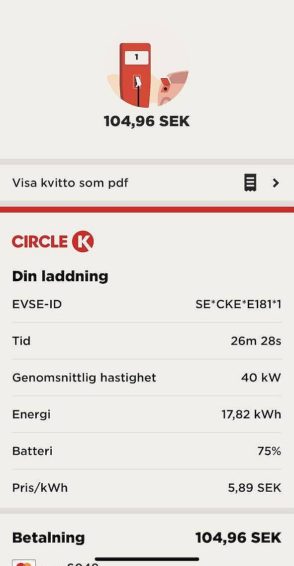 Ladehistorie in der CircleK App